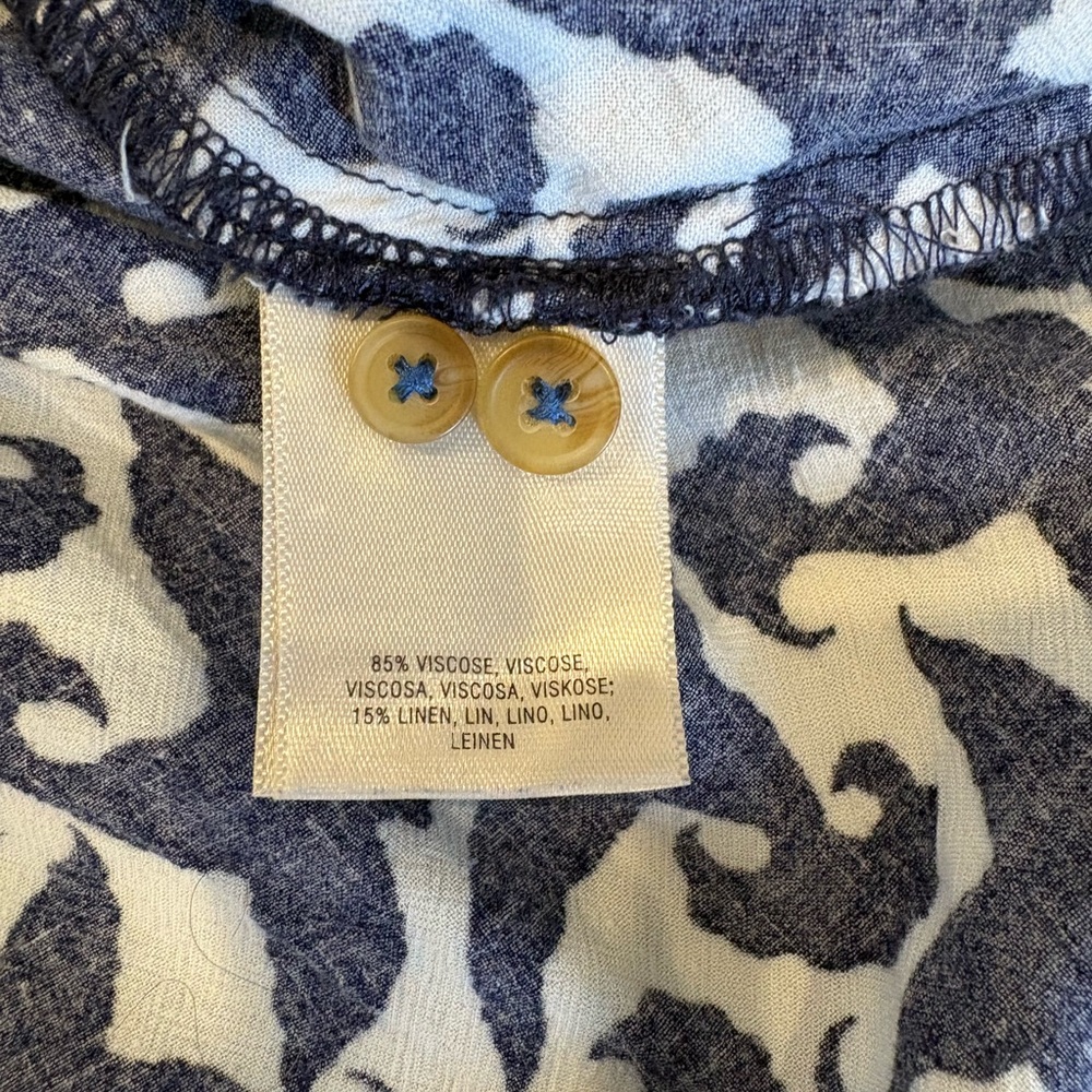 Anthropologie Maeve Alexa Smocked Small Tunic, Blue/White Pattern - Picture 10 of 11